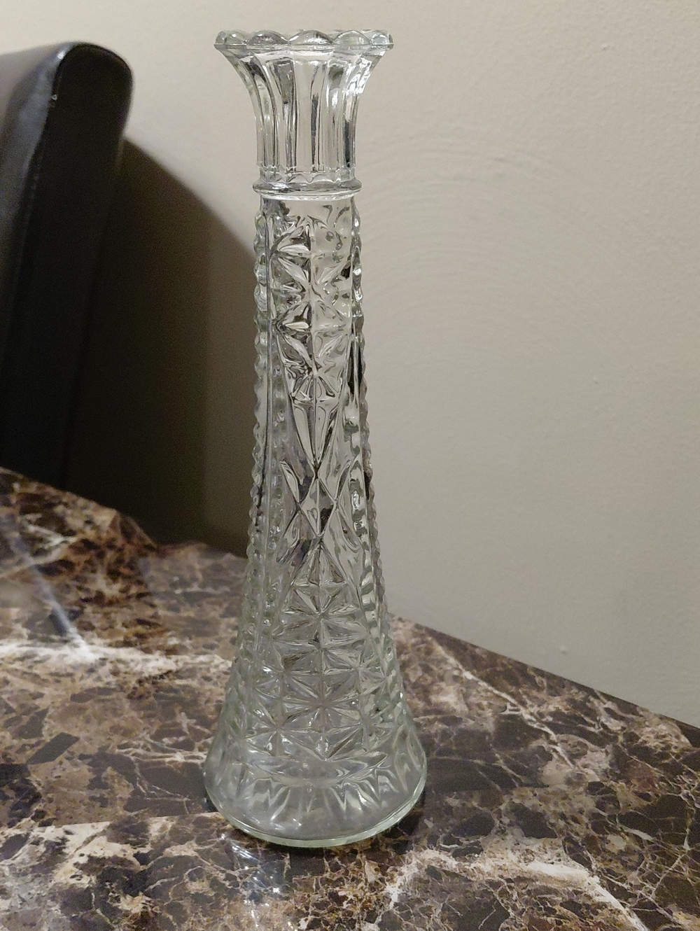 Vintage Anchor Hocking 9" Stars & Bars Clear Glass Bud Vase